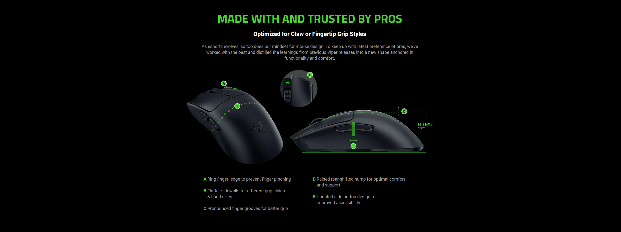 A large marketing image providing additional information about the product Razer Viper V3 HyperSpeed - Wireless eSports Gaming Mouse - Additional alt info not provided